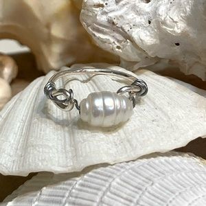 Freshwater Pearl Silver Wire Wrapped Ring
